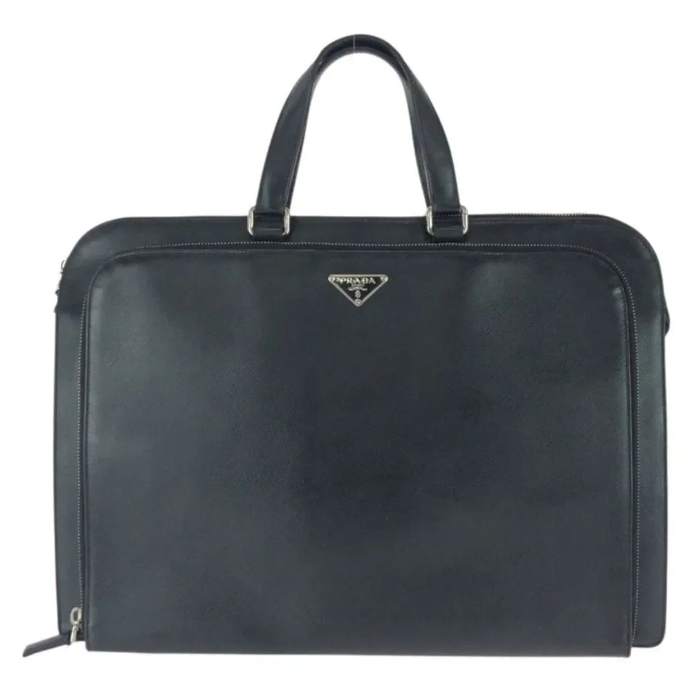 Prada Saffiano Triangle Logo Briefcase